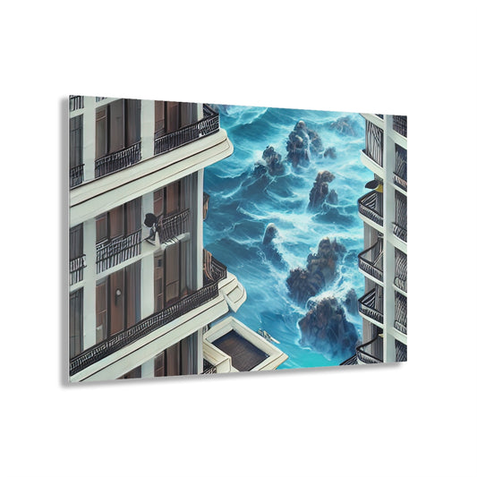 Acrylic Print | Waves Crashing Into City