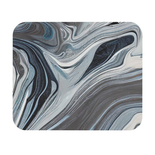 Mouse Pad | White, Dark Blue, And Gray Marble (Rectangle)