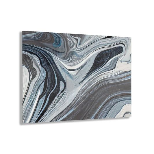 Acrylic Print | White, Dark Blue, And Gray Marble