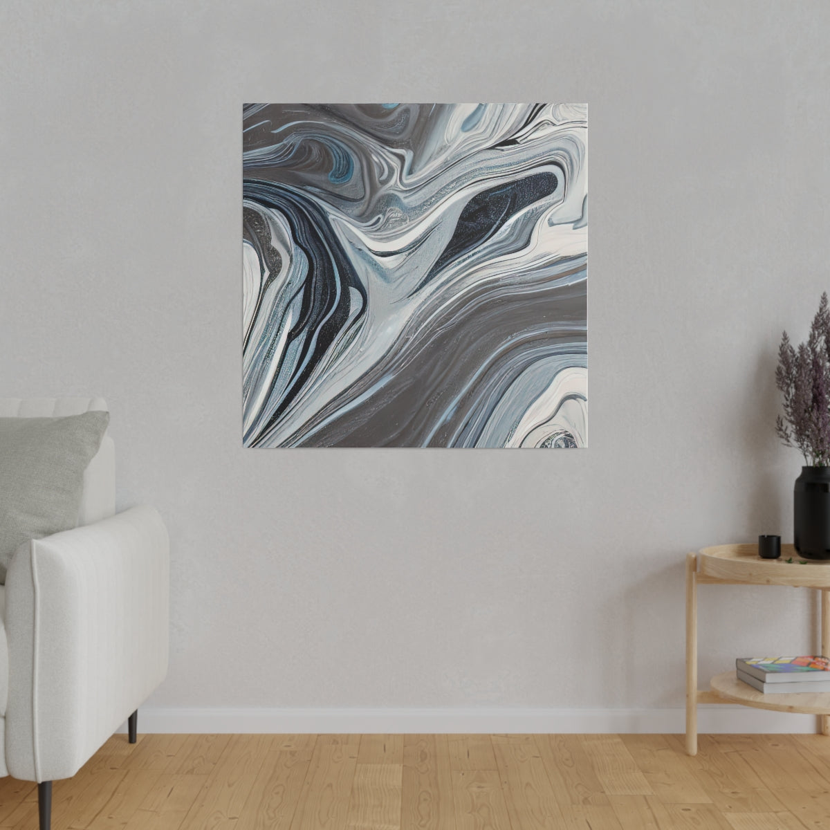 Canvas Print | White, Dark Blue, And Gray Marble