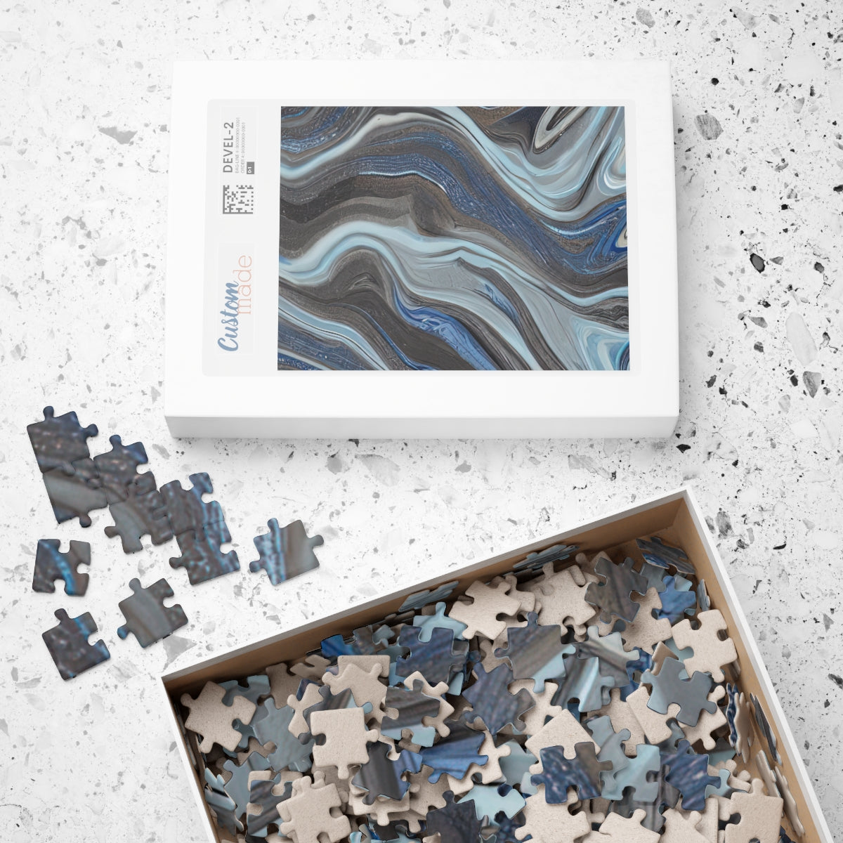 Puzzle (110, 252, 500, 1014-piece) | Brown And Ocean Blue Marble