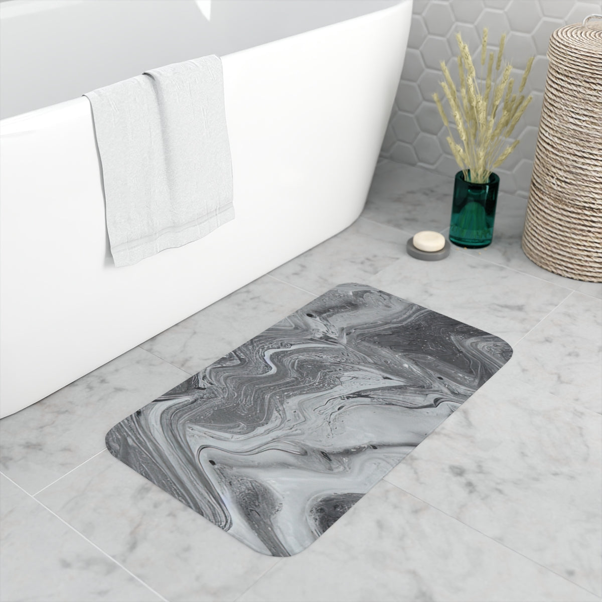 Memory Foam Bath Mat | Old Gray Marble