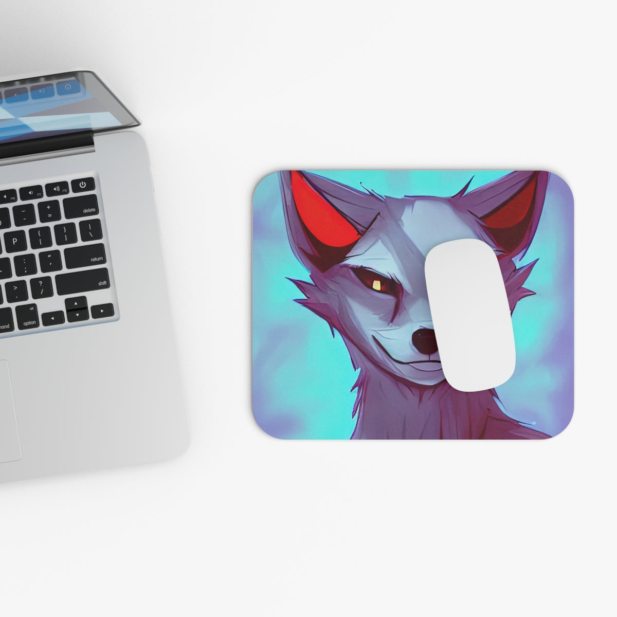 Mouse Pad | White Haired Fox (Rectangle)