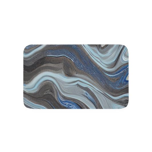 Memory Foam Bath Mat | Brown And Ocean Blue Marble