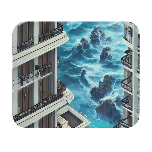 Mouse Pad | Waves Crashing Into City (Rectangle)