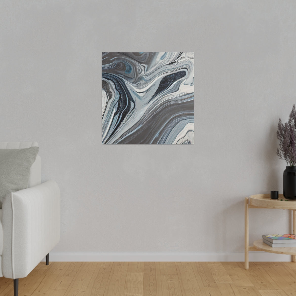 Canvas Print | White, Dark Blue, And Gray Marble