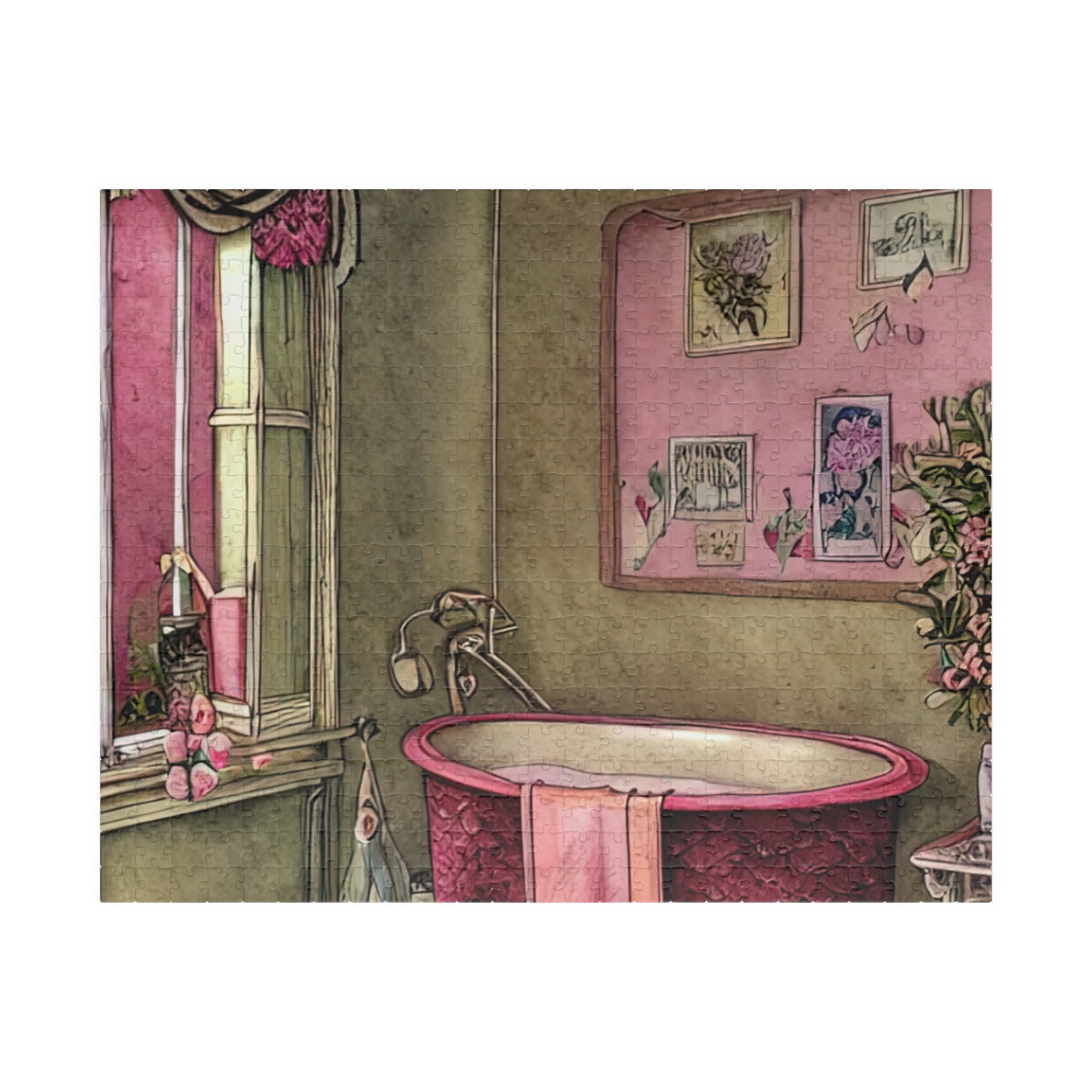 Puzzle (110, 252, 500, 1014-piece) | Vintage Woman's Bathroom