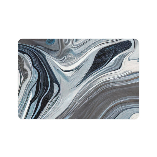 Pet Food Mat | White, Dark Blue, And Gray Marble