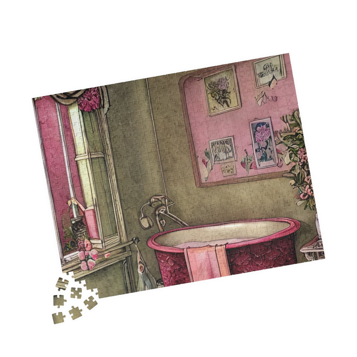 Puzzle (110, 252, 500, 1014-piece) | Vintage Woman's Bathroom