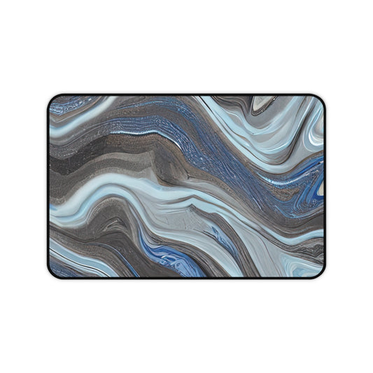 Desk Mat | Brown And Ocean Blue Marble