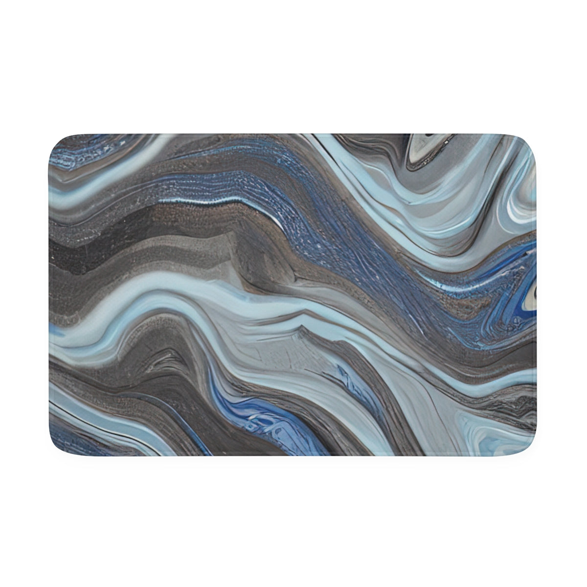 Memory Foam Bath Mat | Brown And Ocean Blue Marble