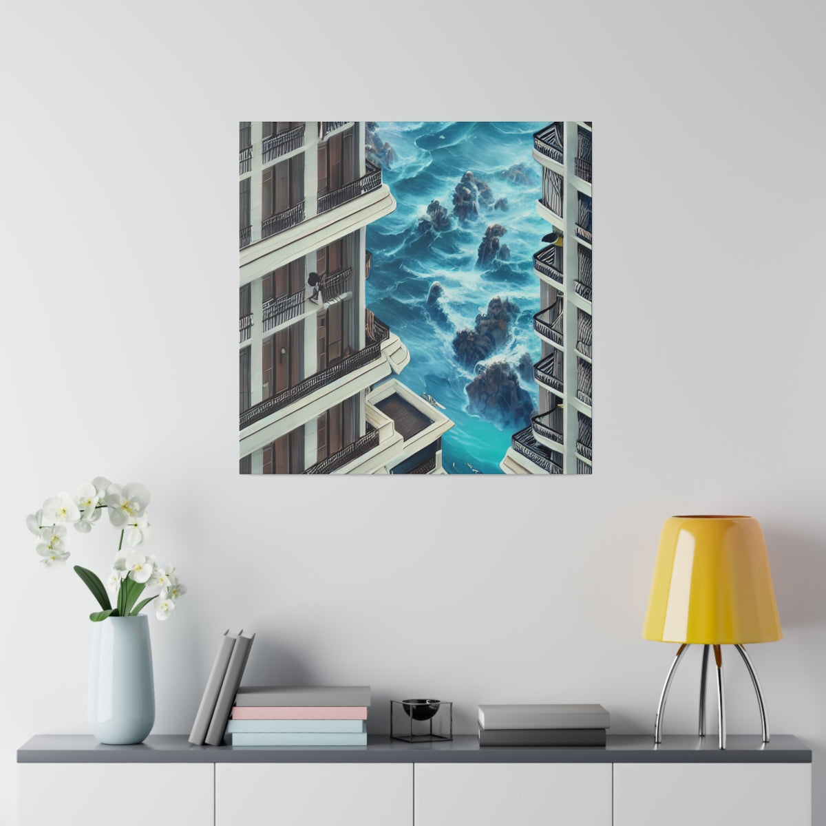 Canvas Print | Waves Crashing Into City