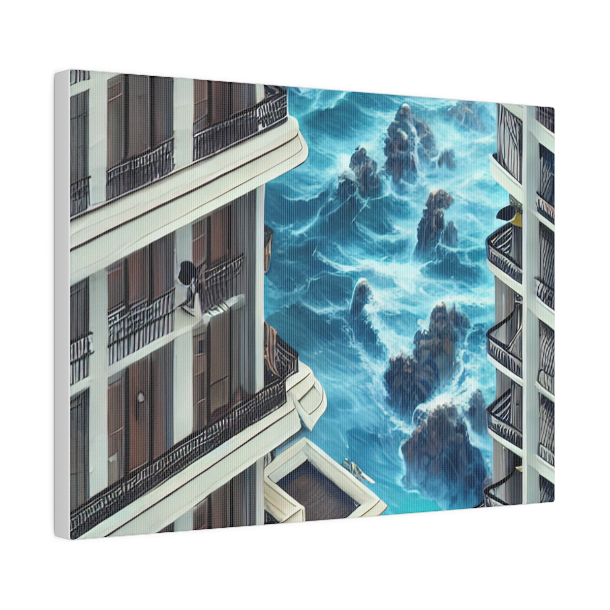 Canvas Print | Waves Crashing Into City