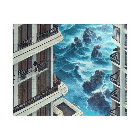 Puzzle (110, 252, 500, 1014-piece) | Waves Crashing Into City