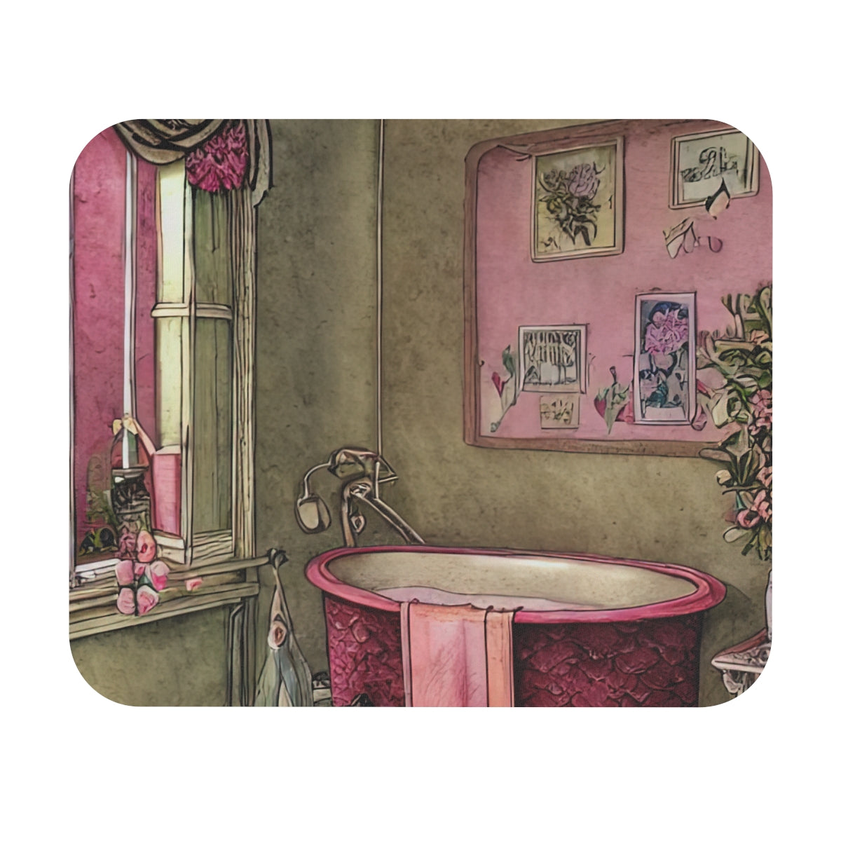 Mouse Pad | Vintage Woman's Bathroom (Rectangle)