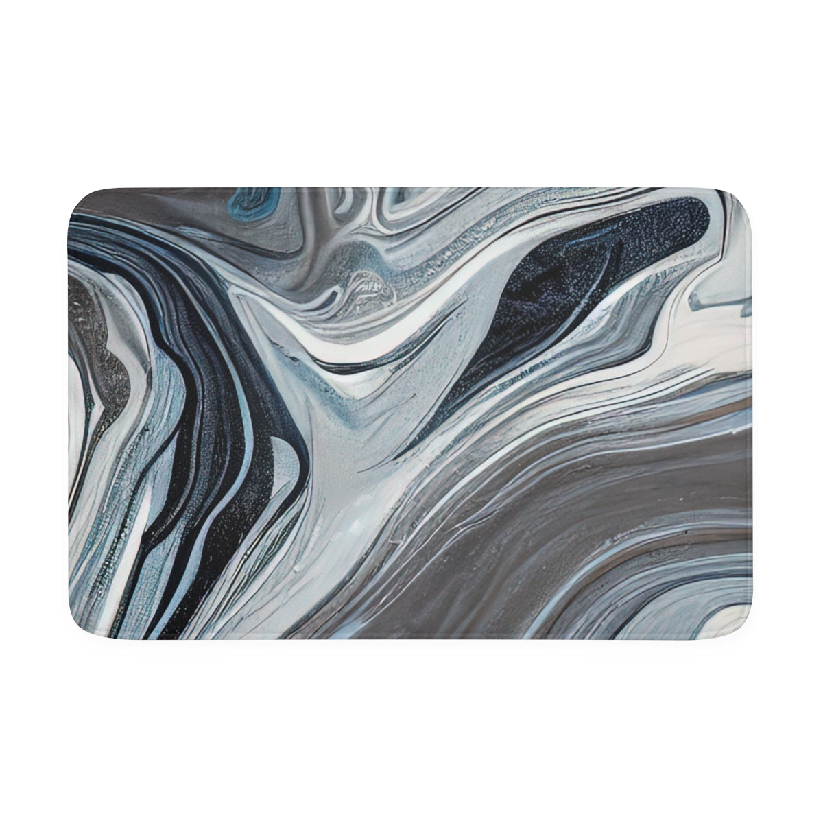 Memory Foam Bath Mat | White, Dark Blue, And Gray Marble